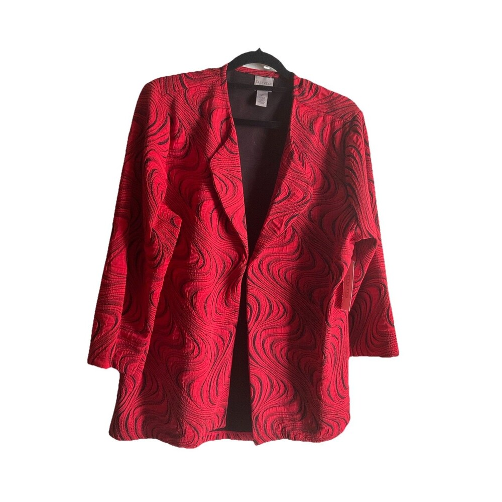 Easywear by Chico's Jacket Women’s Hook & Eye Closure 3/4 Sleeve Large